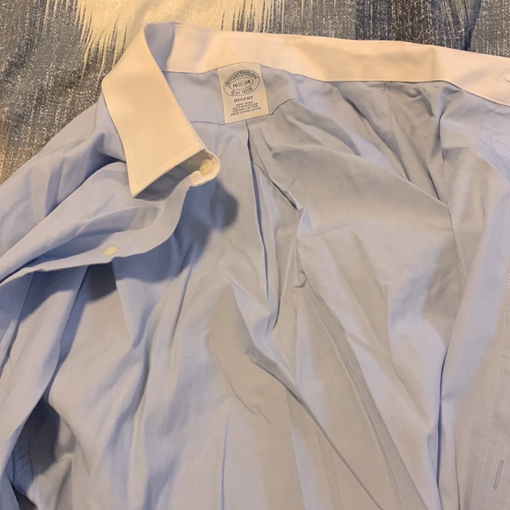 Mens Brooks Brothers Regent Fit Blue Gatsby collar/sleeve Button-down Shirt